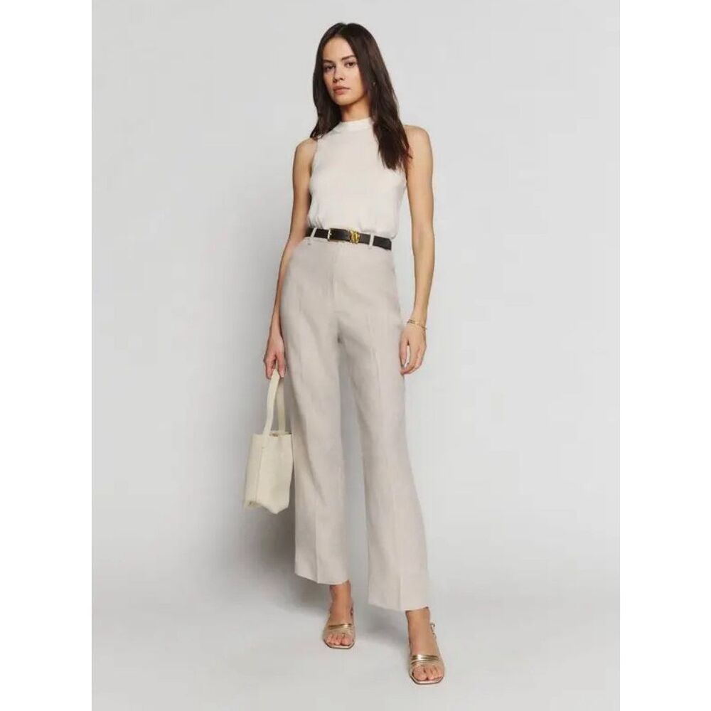 Reformation Freddie Linen Pants 4 Oatmeal - New with Tags